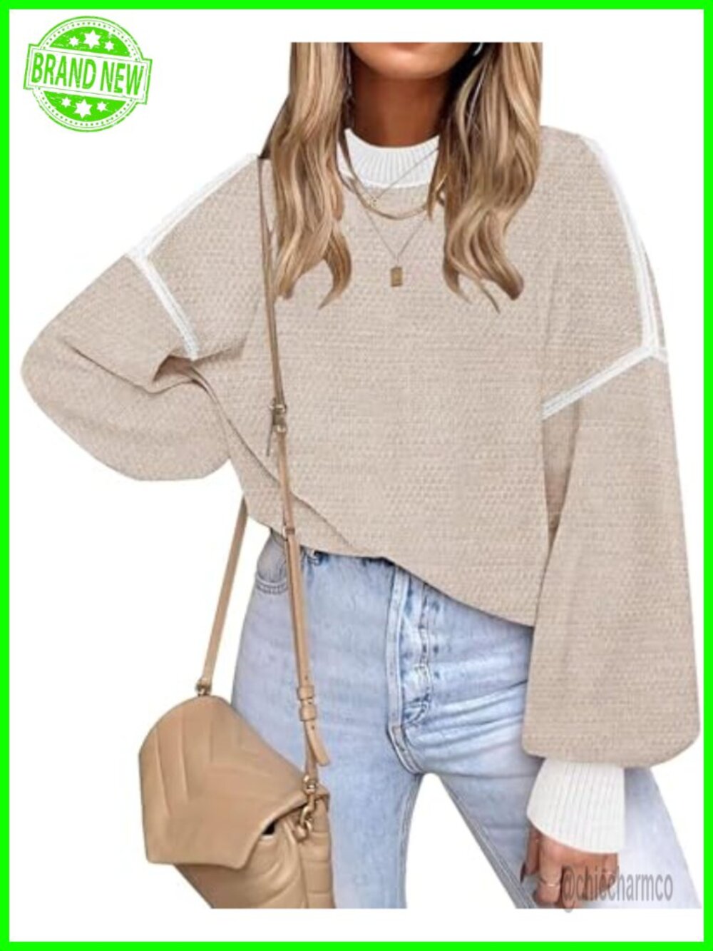 Women's Oversized Knit Sweater Batwing Sleeve Tunic